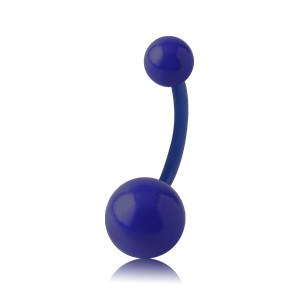 Enamel Bioflex Belly Barbell Belly Ring 14g - 3/8" long (10mm) Blue
