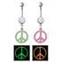 Glow-in-the-Dark Peace Sign Belly Dangle Belly Ring  