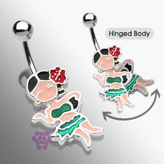 Hula Girl Belly Dangle Belly Ring  
