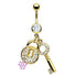 Gold Plated Lock & Key Belly Dangle