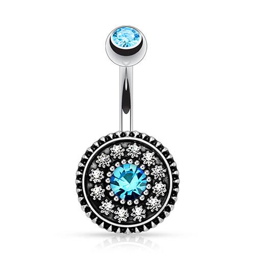 Multi Paved Shield Belly Ring Belly Ring  