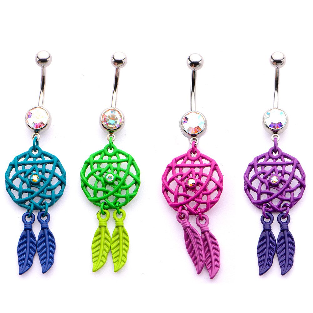 Neon Dreamcatcher Belly Dangle Belly Ring  