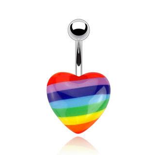 Rainbow Heart Belly Ring Belly Ring  