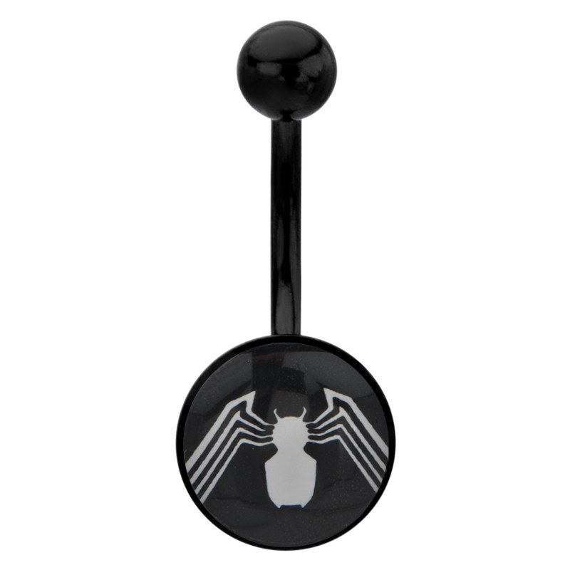Spiderman Black Belly Barbell Belly Ring 14g - 7/16