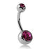Double CZ Stainless Belly Barbell Belly Ring 14g - 1/4" long (6mm) - 5&8mm balls Clear