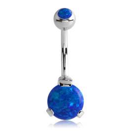 Opal 3-Prong Belly Barbell Belly Ring  