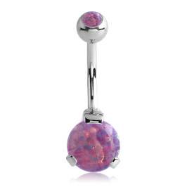 Opal 3-Prong Belly Barbell Belly Ring  