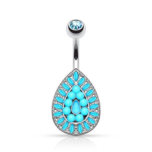 Turquoise Beaded Teardrop Belly Ring Belly Ring  