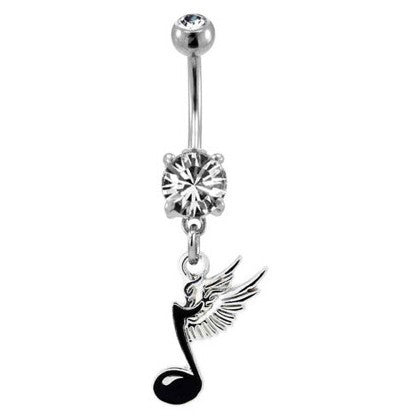 Winged Musical Note Belly Dangle Belly Ring  