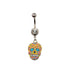 Yellow Sugar Skull Belly Dangle Belly Ring  