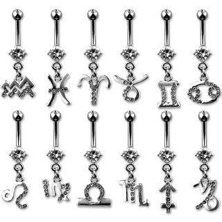 Zodiac Sign Belly Dangle Belly Ring  