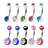Acrylic CZ Belly Barbell Belly Ring 14g - 7/16" long (11mm) Black w/ Clear CZs