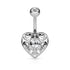Filigree Heart CZ Belly Ring Belly Ring 14g - 3/8" long (10mm) Stainless Steel / Clear