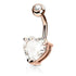 Heart CZ Belly Ring Belly Ring 14g - 3/8" long (10mm) Rose Gold Plated
