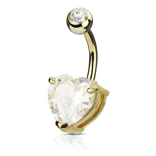 Heart CZ Belly Ring Belly Ring 14g - 3/8