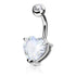 Heart CZ Belly Ring Belly Ring 14g - 3/8" long (10mm) Stainless Steel