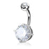 Round CZ Belly Barbell Belly Ring 14g - 5/16" long (8mm) - 5mm gem Stainless Steel