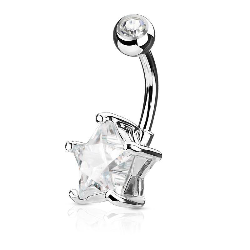 Star CZ Belly Ring Belly Ring 14g - 3/8" long (10mm) Stainless Steel
