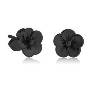 Flower Black Stud Earrings Earrings 20 gauge Black