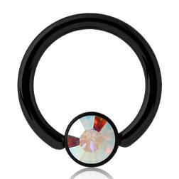 16g Black Captive CZ Disc Bead Ring Captive Bead Rings 16g - 5/16" diameter (8mm) - 4mm bead Opalescent