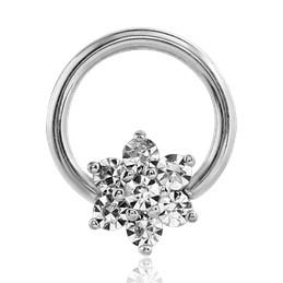 Stainless Captive CZ Flower Bead Ring Captive Bead Rings 16g - 5/16" diameter (8mm) Stainless Steel