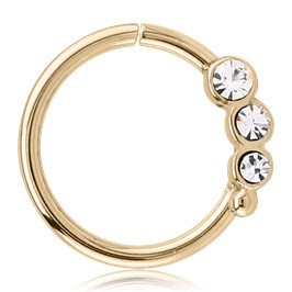 Triple CZ Zircon Gold Continuous Ring Continuous Rings  