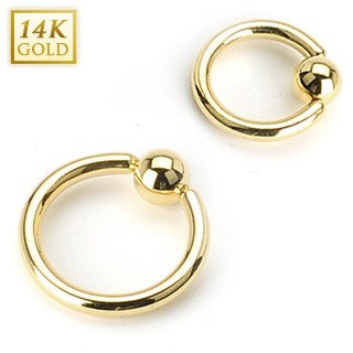 18g Yellow 14k Gold Captive Bead Ring Captive Bead Rings  