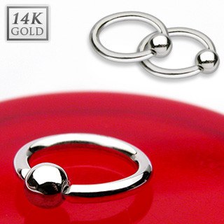 20g White 14k Gold Fixed Bead Ring Fixed Bead Rings  