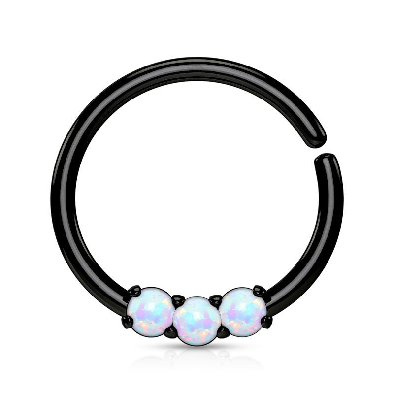 3-Opal Continuous Ring Continuous Rings 16g - 3/8" diameter (10mm) Black