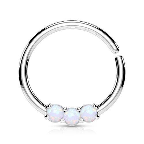 3-Opal Continuous Ring Continuous Rings 16g - 3/8" diameter (10mm) Stainless Steel