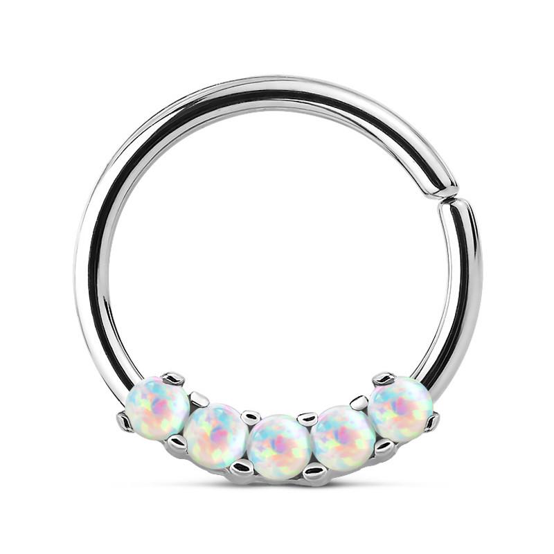 5-Opal Continuous Ring Continuous Rings 16g - 3/8" diameter (10mm) Blue Opals