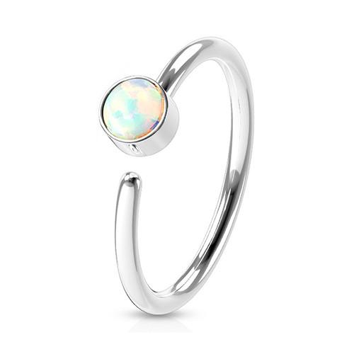 Stainless Bezel Opal Continuous Ring Continuous Rings 20g - 5/16" diameter (8mm) White