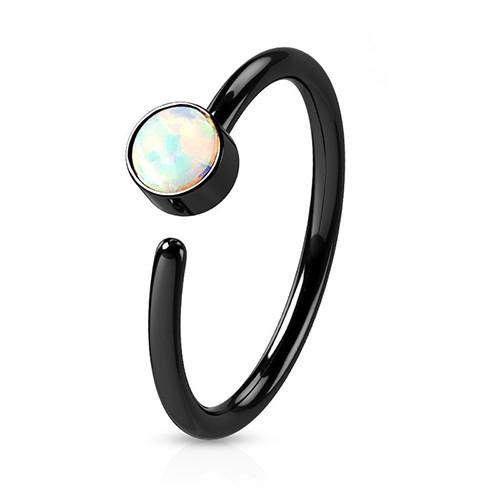 Bezel Opal Continuous Ring Continuous Rings 20g - 5/16" diameter (8mm) Black