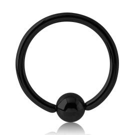 16g Black Titanium Captive Bead Ring Captive Bead Rings 16g - 1/4" diameter (6mm) - 3mm bead Black