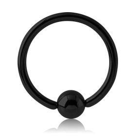 16g Black Fixed Bead Ring Fixed Bead Rings 16g - 1/4" diameter (6mm) - 3mm ball Black