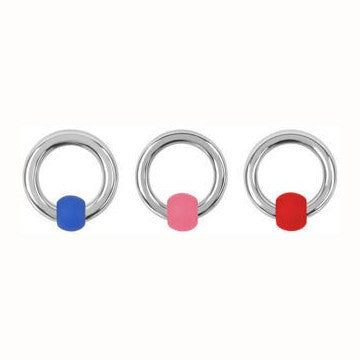 Captive Ring w/ Rubber Bead Captive Bead Rings 10g - 7/16" diameter (11mm) Pink