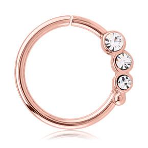 Triple CZ Rose Gold Continuous Ring Continuous Rings 16g - 3/8