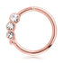 Triple CZ Rose Gold Continuous Ring Continuous Rings 16g - 3/8" diameter (10mm) Rose Gold
