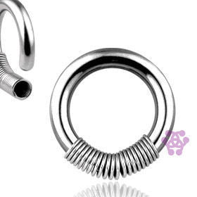 Stainless Steel Captive Coil Ring Captive Bead Rings 16 gauge - 3/8" diameter Stainless Steel