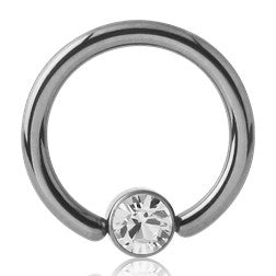 16g Titanium Captive CZ Disc Bead Ring Captive Bead Rings 16g - 3/8" diameter (10mm) Clear CZ