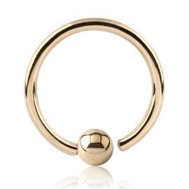 20g Yellow 14k Gold Fixed Bead Ring Fixed Bead Rings 20g - 1/4" diameter (6mm) - 2mm bead 14k Yellow Gold