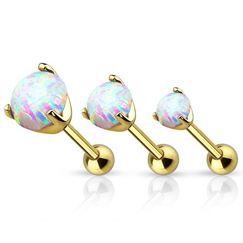 Opal Yellow 14k Gold Cartilage Barbell Cartilage 16g - 1/4