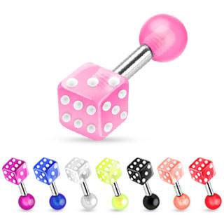 Acrylic Dice Cartilage Barbell Cartilage 16g - 1/4