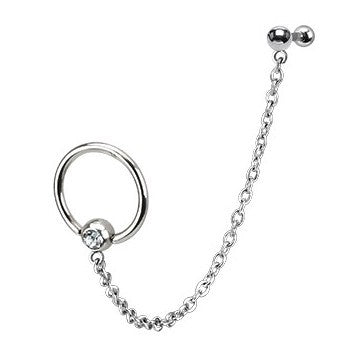 16g Cartilage Ring & Chain Linked Barbell Cartilage  