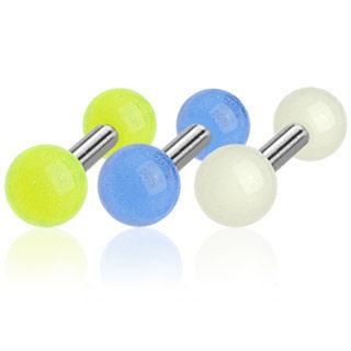 Glow-in-the-Dark Cartilage Barbell Cartilage 16g - 1/4" long (6mm) Blue