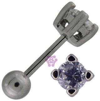 Clear CZ Round Cartilage Barbell Cartilage 18g - 5/16
