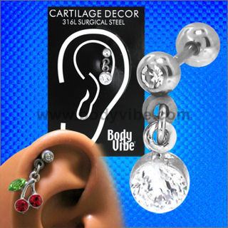 18g CZ Gem Cartilage Dangle Cartilage  