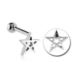 Pentacle Stainless Cartilage Barbell Cartilage 16g - 1/4" long (6mm) Stainless Steel
