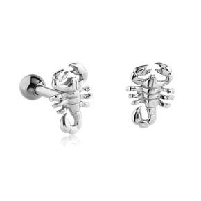 Scorpion Cartilage Barbell Cartilage 16g - 1/4" long (6mm) Stainless Steel