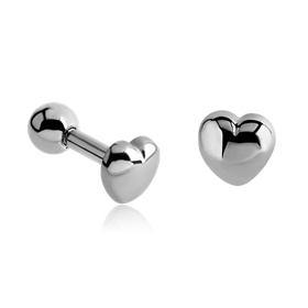 Tiny Heart Stainless Cartilage Barbell Cartilage 16g - 1/4